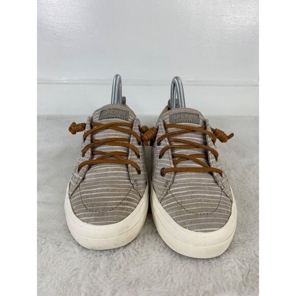Sperry Womens Striped Canvas Sneakers Brown & White Size 6.5 - Picture 2 of 9